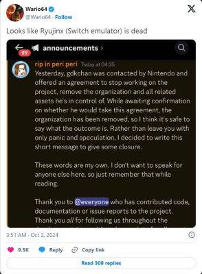 Хьюстон, у нас потери — Nintendo добралась до эмулятора Switch Ryujinx