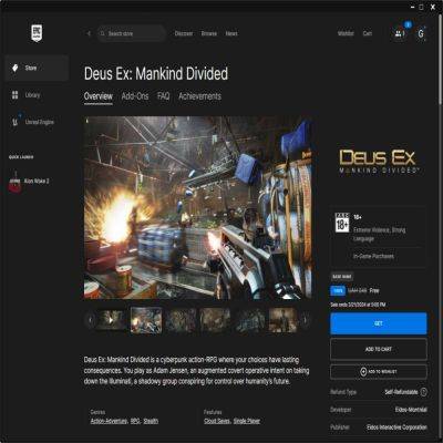 Epic Games Store предлагает Deus Ex: Mankind Divided и The Bridge бесплатно - gamegpu.com