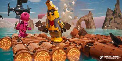 Игрок LEGO Fortnite строит истребитель