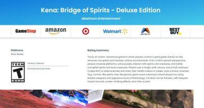 Xbox - ESRB выдала рейтинг Kena: Bridge of Spirits для Xbox - beltion-game.com - Сша - Для