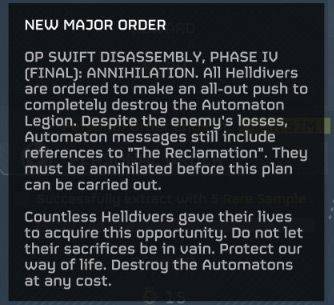 Новый приказ Helldivers 2 — полностью уничтожить Легион Автоматонов
