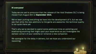 Дополнение Void Shadows для Warhammer 40,000: Rogue Trader отложили до сентября