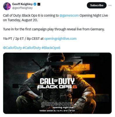 Геймплей кампании Call of Duty: Black Ops 6 покажут на gamescom ONL