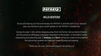 У Payday 3 сменилось руководство