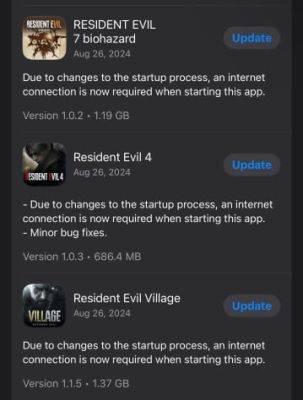 iOS-версии Resident Evil 4, 7 и Village стали требовать подключение к Интернету