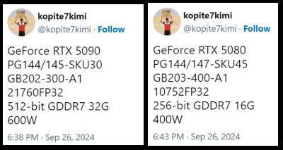 Характеристики RTX 5090 и RTX 5080. Флагман увеличит отрыв от предтопа